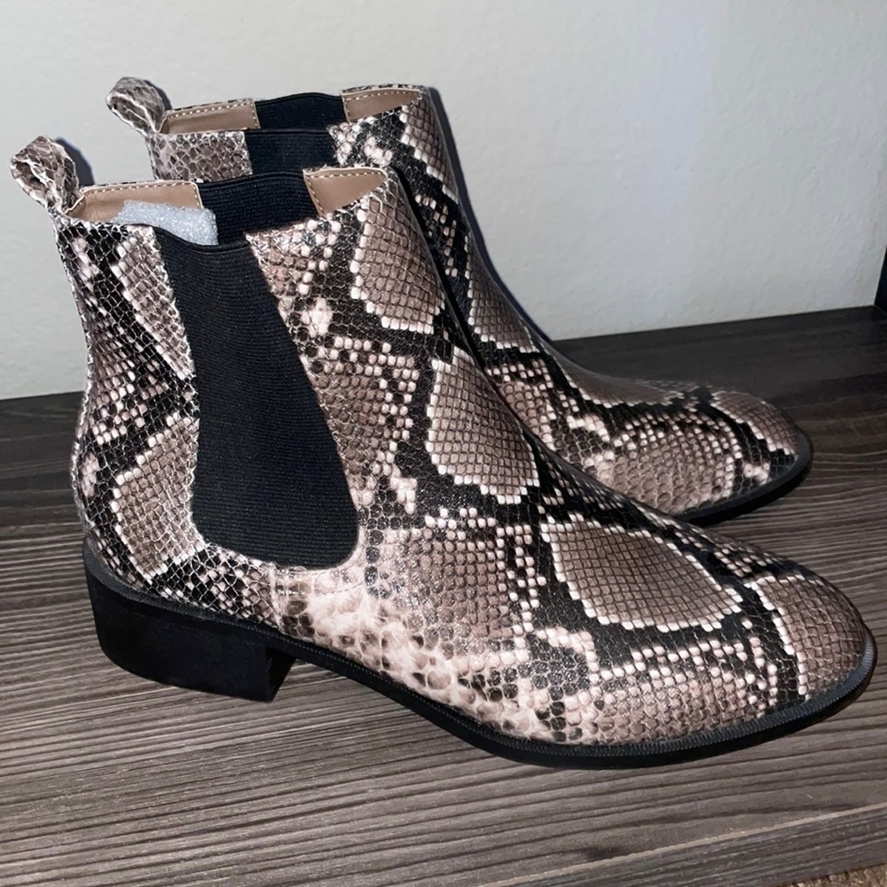 Snake print booties